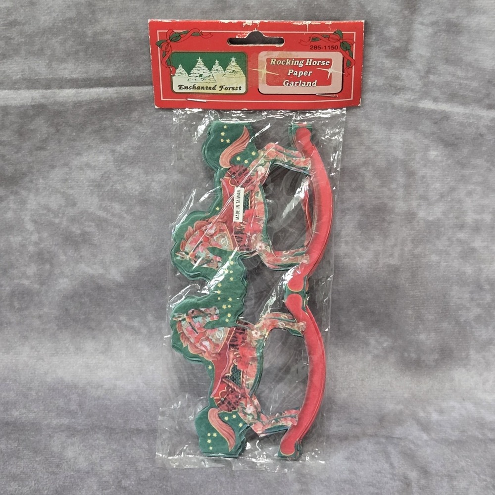 Vintage Enchanted Forest Rocking Horse Paper Garland
